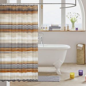 Cortina de ducha con estampado de fantasma de estilo bohemio, juego de baño temático de Halloween para mujeres y hombres, decoración del hogar en blanco y negro en Stock - Product Image 3