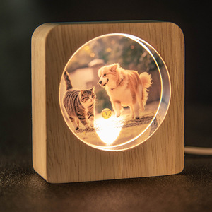 Tùy chỉnh 3D Pha Lê ảnh Ánh sáng ban đêm với LED bằng gỗ cơ sở cá nhân hình ảnh khắc thủy tinh bóng <span class=keywords><strong>2D</strong></span> màu in pha lê Quà Tặng - Product Image 2