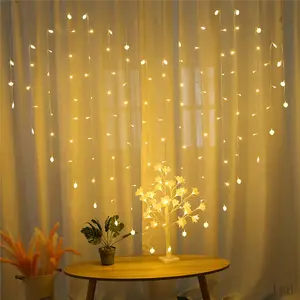 LED לב צורת וילון אורות עמיד למים פיות ניצוץ מחרוזת אורות אורות עיצוב בית חתונה ולנטיין טלוויזיה רקע קיר