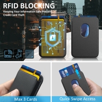 Dompet magnetik Kulit RFID kustom pemegang kartu ponsel ramping baru dengan penutup magnetis terbuka panjang pendek