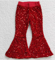 Pantalon de danse évasé scintillant à sequins pour filles, tenue de performance écologique en polyester/coton multicolore, vente en gros