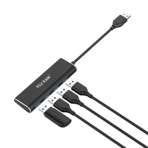 Flykan מתכת 4 יציאת USB3.0 סוג רכזת-אוניברסלי רב יציאת USB Extender עד 5 Gbps לשולחן עבודה מחשב נייד (UF314A)