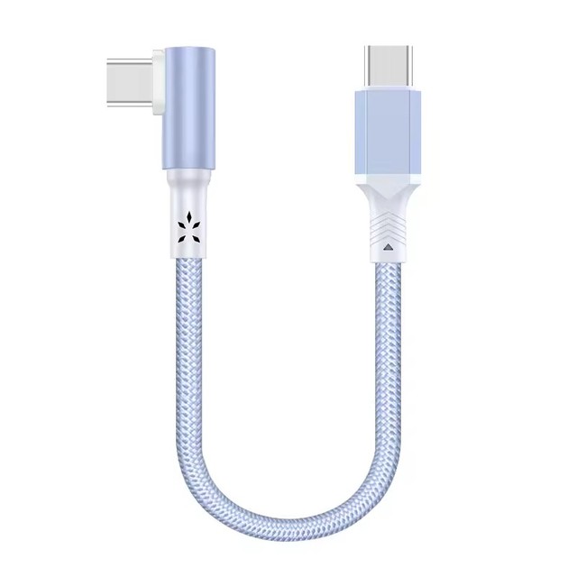 Short USB C to USB C Cable for Power Bank,90 Degree Right Angle Braided Fast Charging Cord for iPhone 17,Samsung Galaxy A17