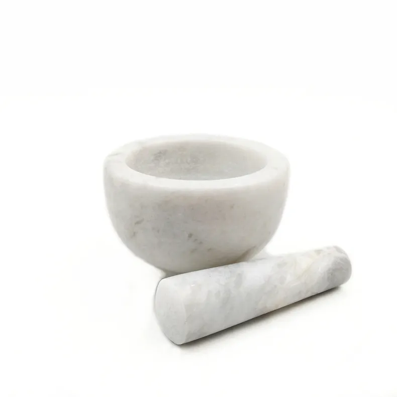 Nanwei, precio al por mayor, herramienta para especias, uso de mortero y mortero de mármol blanco