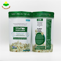 Sachet alimentaire refermable à fond plat, imprimé en héliogravure, avec logo personnalisé, pour emballage de pop-corn et de snacks