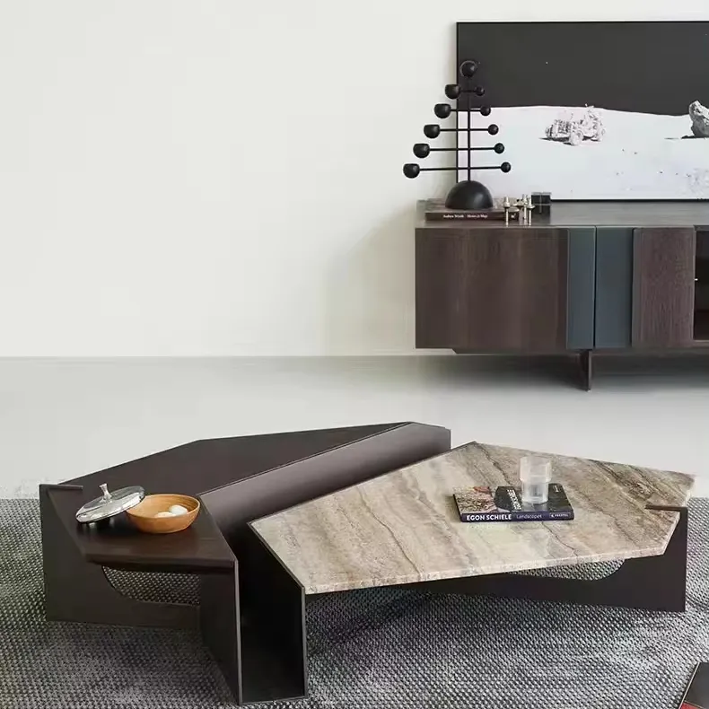 Brown coffee table and living room dedicated splicing wood korean tea table