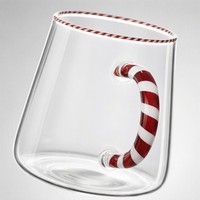 Tasse en verre bicolore résistante à la chaleur avec bord décoré et poignée enveloppée de ruban