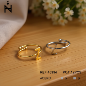 Anello in Acciaio Inossidabile Z, Gioielli alla Moda in Oro e Argento, Confezione da 12 Pezzi da 6mm - Product Image 3
