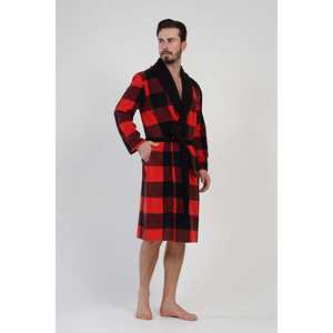 Peignoir en flanelle à carreaux pour homme, manches longues, 100% coton, vêtements de nuit - Product Image 1