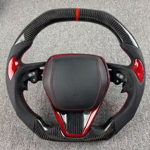 Volant en cuir et fibre de carbone avec boutons pour <span class=keywords><strong>Toyota</strong></span> Corolla Camry Xse Se 9ème génération <span class=keywords><strong>hybride</strong></span> 2018 <span class=keywords><strong>2021</strong></span> 2022 2023 2024 2025 2026 - Product Image 4
