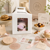 Boîte cadeau alimentaire en carton rigide recyclable avec fenêtre transparente pour gâteaux, desserts, emballages de boulangerie, logo personnalisé imprimé, vente en gros OEM