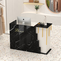 Bureau de réception de luxe en MDF durable, style crème, forme oblongue, démontable et assemblable, pour hôtels, magasins de vêtements, salons de beauté