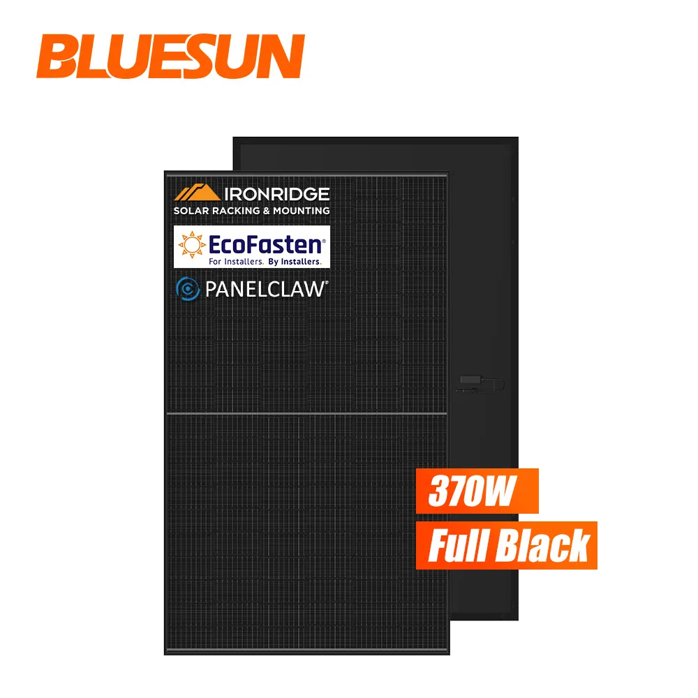 Bluesun USA Warehouse Black Half-Cut Mono Perc 300 Watt Solar Panel All Black 370W Solar Power Panel 400W 415W Ready To Ship