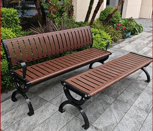 Outdoor <b>bench</b> wooden <b>bench</b> made of anti-corrosion wood <b>cast</b> <b>iron</b> and PP material plastic wood outdoor <b>bench</b> - Product Image 1