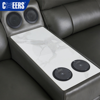 Ensemble de canapés modulaires en cuir véritable MANWAH CHEERS, grand canapé d'angle pour salon, inclinable avec chaise longue et haut-parleurs Bluetooth