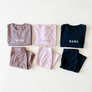 T-shirt et short de vélo pour enfant, ensemble d'été pour <span class=keywords><strong>maman</strong></span> et moi, surdimensionné, personnalisé, vente en gros - Product Image 3