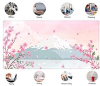 Grand tapis de souris Kawaii mignon avec Rose Anime Gamer Stock Accessoires informatiques Bord cousu Base en caoutchouc Illustration Tapis de souris