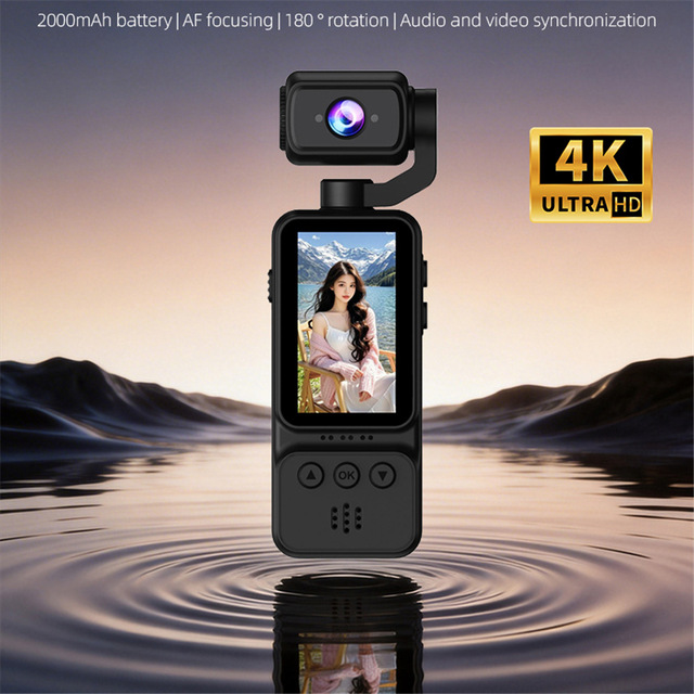 New DV08 4K Outdoor Camera Anti-shake AF Focusing Vlog Motion Handheld Recorder 180 Rotation 2.0 IPS Screen Built-in Storage