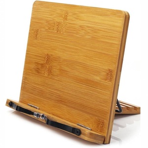 Support de tablette en bambou réglable pour la lecture sur bureau, pour livres et appareils - Product Image 1