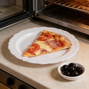 Assiettes en plastique jetables blanches élégantes avec bordure en dentelle gaufrée, <span class=keywords><strong>vaisselle</strong></span> de réception pour mariages, banquets, restaurants - Product Image 6