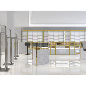 Escaparate de exhibición minorista de luz LED dorada de diseño simple personalizado con servicio ODM OEM y diseño rápido para joyerías - Product Image 3