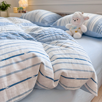Ensemble de housse de couette rayée verticale 100% coton 4 pièces, literie minimaliste à rayures contrastées avec taies d'oreiller, disponible en plusieurs couleurs