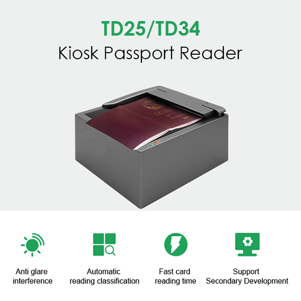 High Speed OCR Full Page Document Scanner Passport ID Reader with MRZ/OCR Contact NFC/RFID Functionality Solutions for Kiosk