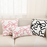 Haute qualité serviette broderie rose nœud papillon jeter taie d'oreiller maison canapé coussins décoratifs couverture