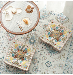 Vente en gros Coussin de sol bohème <span class=keywords><strong>pouf</strong></span> rond plissé fait main Yoga méditation tapis <span class=keywords><strong>pouf</strong></span> pour salon - Product Image 2