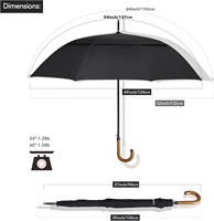 Parapluie de golf automatique coupe-vent à double couche ventilée, avec manche en bois courbé, en fibre de verre, imperméable, personnalisé pour adultes