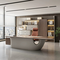 Grand bureau de direction moderne en bois, de style italien, de luxe, en forme de L, modulaire, avec table d'ordinateur pour le bureau du PDG