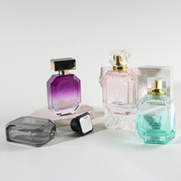 Flacon de parfum rose dégradé personnalisé, luxe, 30 ml, 50 ml, flacon de parfum en verre irrégulier unique avec emballage boîte