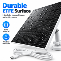 Panneau de charge solaire 5W 5V pour caméra de sécurité, cellule monocristalline ETFE avec support réglable et câble de sortie de 2 m