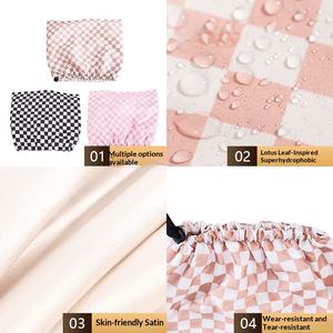 Gorros <span class=keywords><strong>de</strong></span> Ducha Rosa y Blanco con Revestimiento <span class=keywords><strong>de</strong></span> Satén Flexible, Gorro <span class=keywords><strong>de</strong></span> Ducha Ancho y Grande para Mujeres y Hombres, Ajustable, Accesorio para el Cabello - Product Image 2