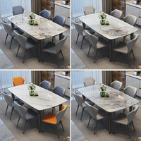 Table à manger élégante de luxe en marbre rectangulaire, ensemble de chaises, 6 places, mobilier moderne pour la maison, dernières tendances