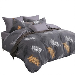 Juego de Ropa de Cama de Algodón con Diseño de Plumas y Hojas, Color Carbón Dorado, para B&B, Envío Directo desde la UE, 3 Piezas - Product Image 1