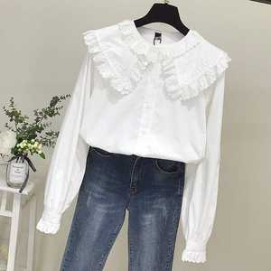 Camicie di <span class=keywords><strong>cotone</strong></span> camicetta <span class=keywords><strong>donna</strong></span> Stand colletto lanterna manica lunga top di <span class=keywords><strong>cotone</strong></span> abiti eleganti femminili di moda - Product Image 5