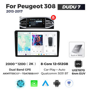 DUDU Android Systèmes multimédia de voiture pour <span class=keywords><strong>Peugeot</strong></span> <span class=keywords><strong>308</strong></span> 2013-2017 avec affichage Navigation Musique CarPlay Android Auto - Product Image 4