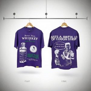 เสื้อยืดโอเวอร์ไซส์สีม่วงสำหรับผู้ชาย พิมพ์ลายดิจิทัล สไตล์ฮิปฮอป สตรีทแวร์ คอกลม แขนสั้น ลายกราฟิก - Product Image 2