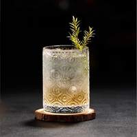 Verre à eau en verre gaufré motif floral Malus Spectabilis, verre à whisky, verre à boisson glacée pour la maison, la cuisine et la table à manger
