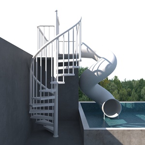 Amusement Park Facilities:stair <strong>Slides</strong> Outdoor 304 Stainless Steel Spiral Staircase with <strong>Slide</strong> Outside <strong>Swimming</strong> <strong>Pool</strong> Stair <strong>Slide</strong> - Product Image 1