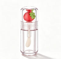 Flacon vide transparent personnalisé de 6 ml pour brillant à lèvres avec bouchon décoré fraise, tube de brillant à lèvres, emballage cosmétique