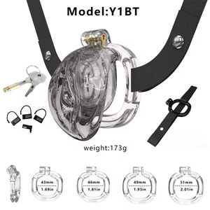 BDSM Cage de chasteté masculine dispositif de verrouillage en plastique léger et souple avec 4 anneaux Cage à bite rose jouets sexuels pour adultes pour hommes Couples - Product Image 2
