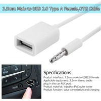 Adaptateur de câble audio pour voiture 3,5 mm mâle vers USB femelle avec prise en charge OTG pour audio AUX