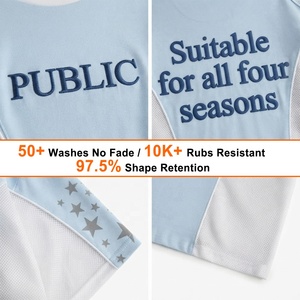 OEM/ODM Screen Print Luxury Flat Embroidery Men's T-<b>Shirt</b> Custom Heavyweigh Loose Puff Print <b>Patchwork</b> Mesh Short Sleeve Tee - Product Image 2