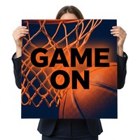 Póster Decorativo de Pared para Gimnasio o Club Deportivo con Diseño de Baloncesto Azul Oscuro y Logotipo Personalizado al por Mayor, con Acabado Laminado