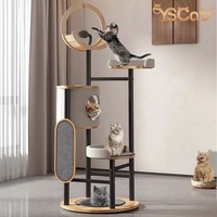 Mobilier moderne de luxe pour petit animal de compagnie arbre à chat grattoir poteau Faux rotin Espace Capsule Palmier Conception en bois Chat Maison Carton