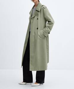 เสื้อโค้ทกันหนาวแบบยาว ทอผ้าเนื้อดี ระบายอากาศได้ดี ตัดเย็บแบบกระดุมสองแถว  ผ้าด้านนอกทำจากโพลีเอสเตอร์  ดีไซน์เรียบสีพื้น - Product Image 2