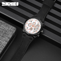 Jam Tangan Pria Fashion Mewah Skmei 9282 Relojes Reloj Stopwatch Tali Kulit Asli Multi Dial Sport Tahan Air