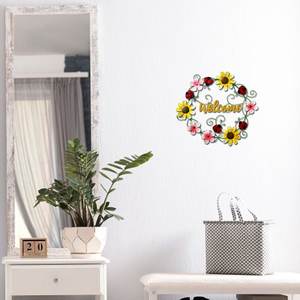 Oniya Colorful Metal Flower Botanical Garden o Home Wall Hanging Welcome Door Sign con flor e insectos - Product Image 6